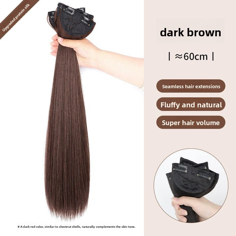 Women's Three-Piece Clip-In Long Straight Wig Piece teemdrop