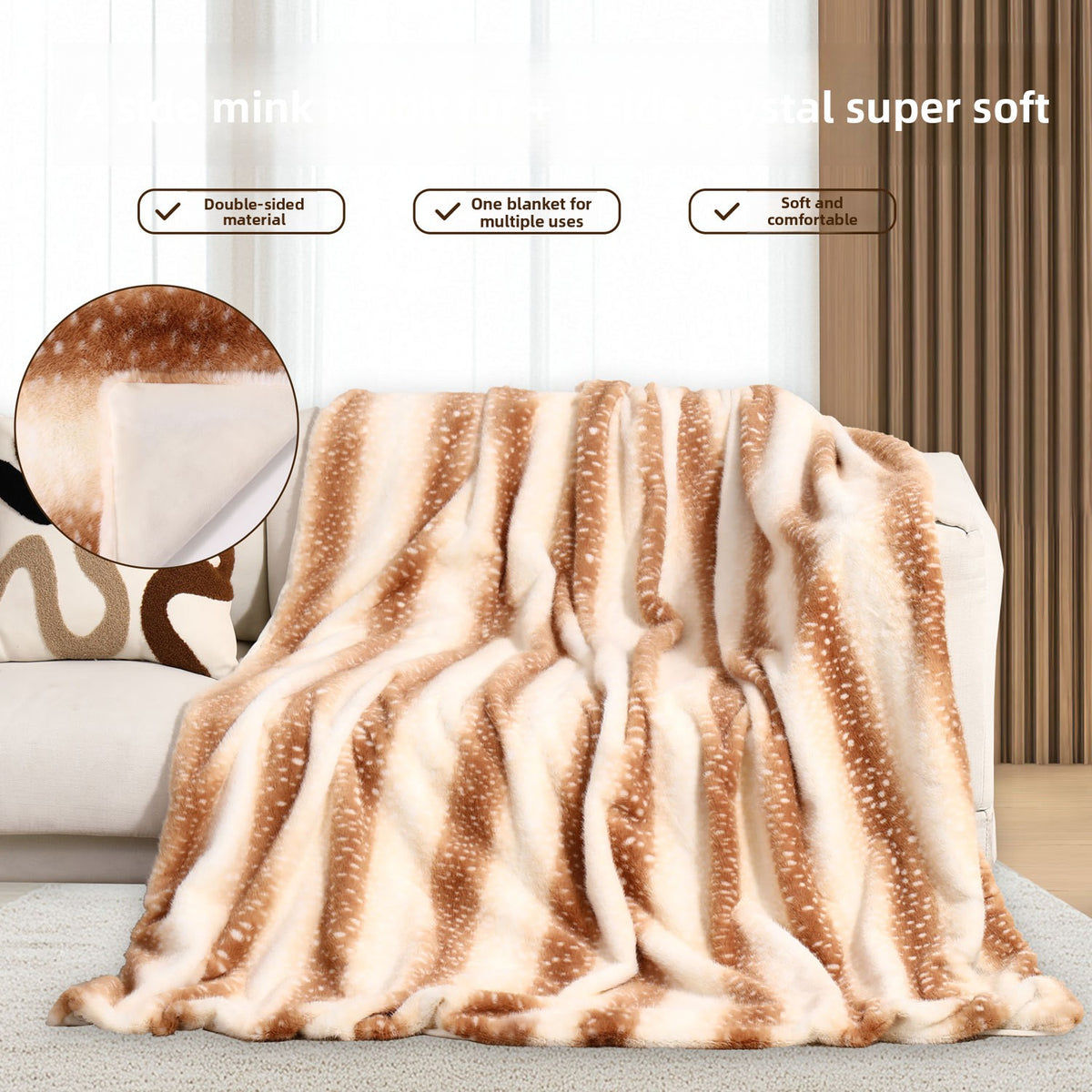 Soft Plush Deer Pattern Throw Blanket for Couch and Bedroom All-Season teemdrop