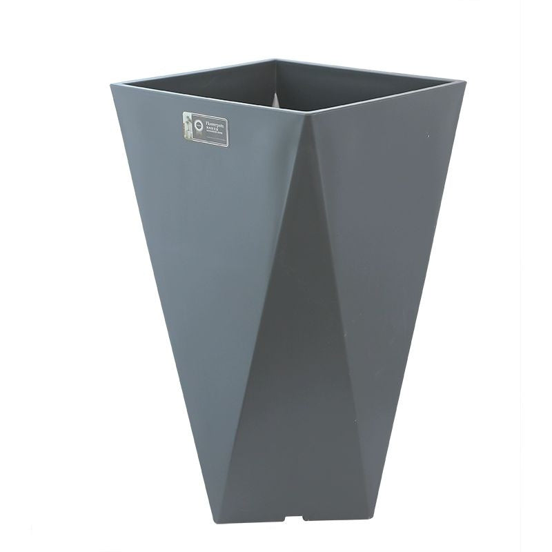 Nordic Style Rectangular Resin Flower Pot with Wheels, Imitation Cement Floor Planter teemdrop