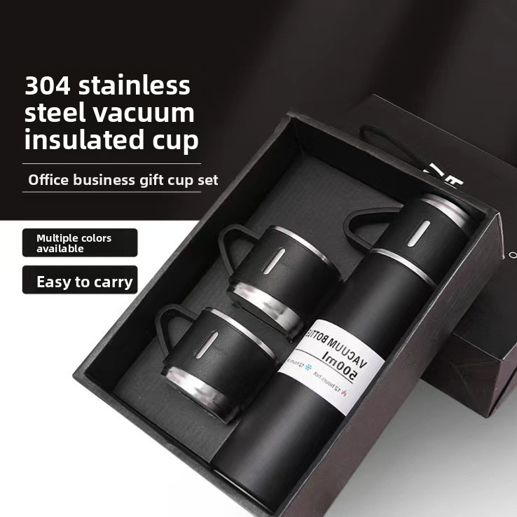 A cup of three-lid 304 stainless steel thermos cup