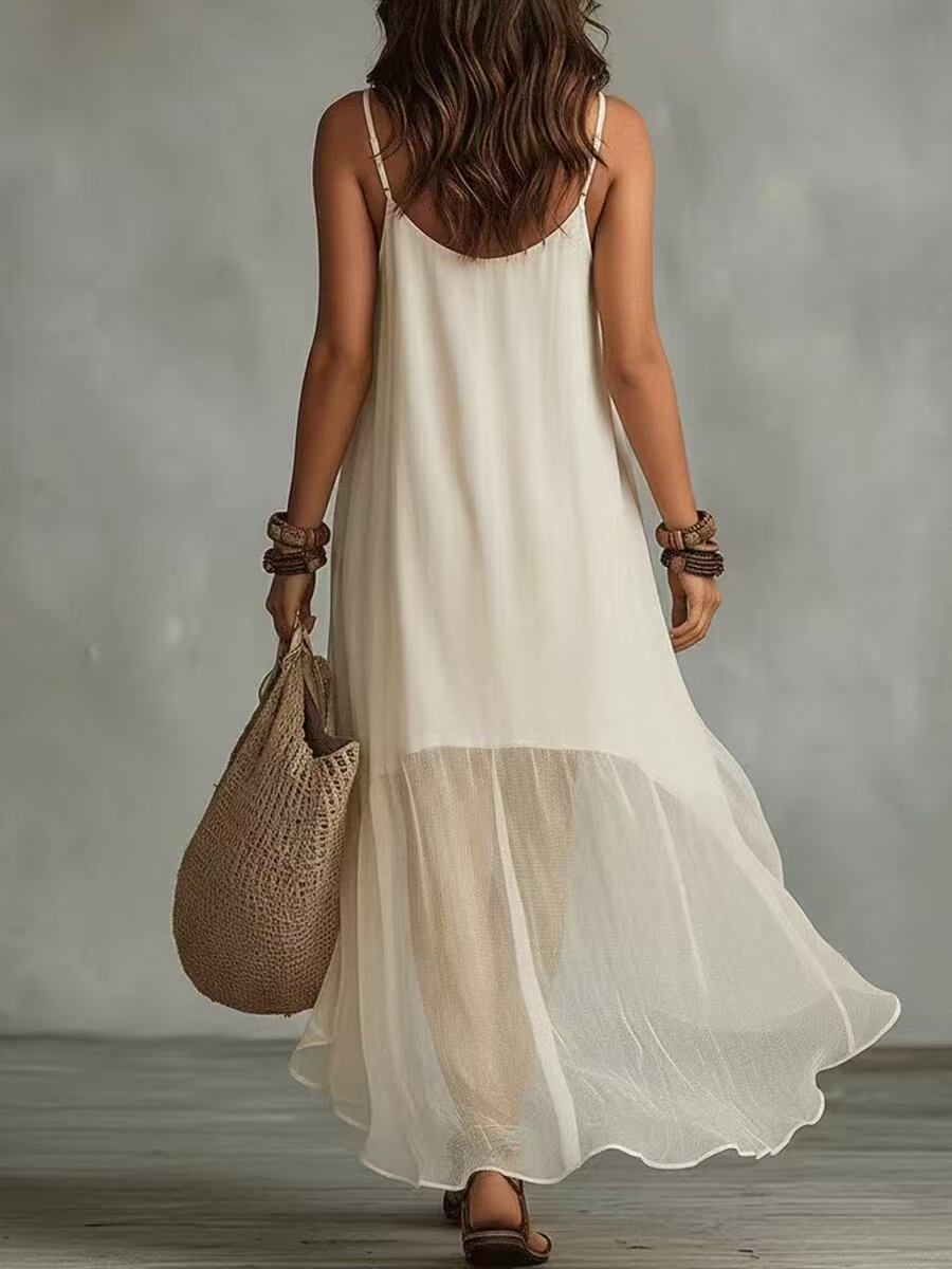 Strap-neck U-neck dress teemdrop