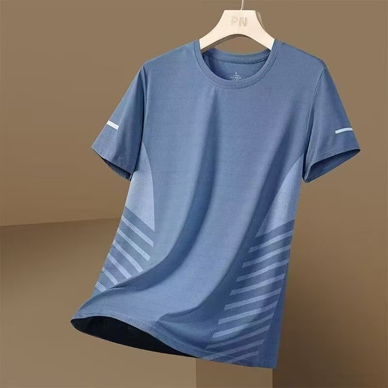 Men's Ice Silk Short Sleeve T-Shirt Quick Dry Breathable Loose Fit Summer Top teemdrop