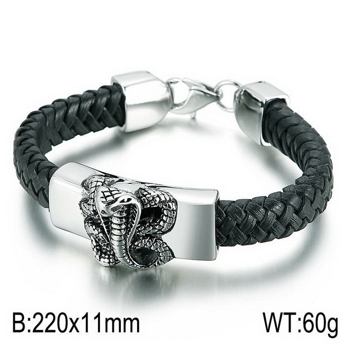 Men's Vintage Snake Head Titanium Steel Punk Bracelet