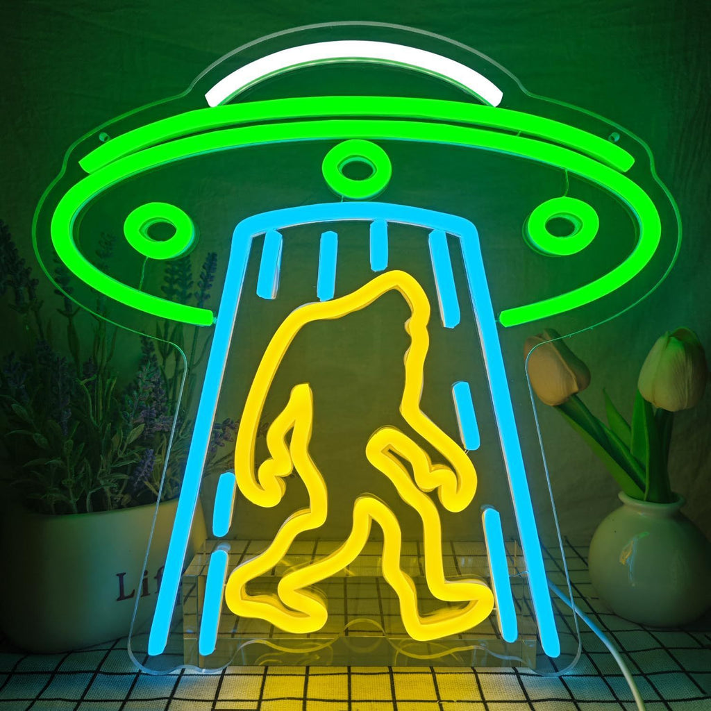Alien UFO LED Neon Sign Light for Bedroom Game Room Bar Party Decoration teemdrop