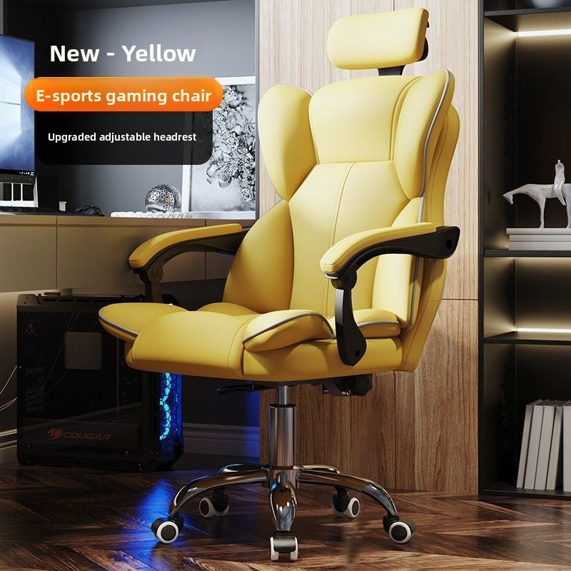 Ergonomic High-Elasticity Foam Computer Chair with Headrest and Footrest