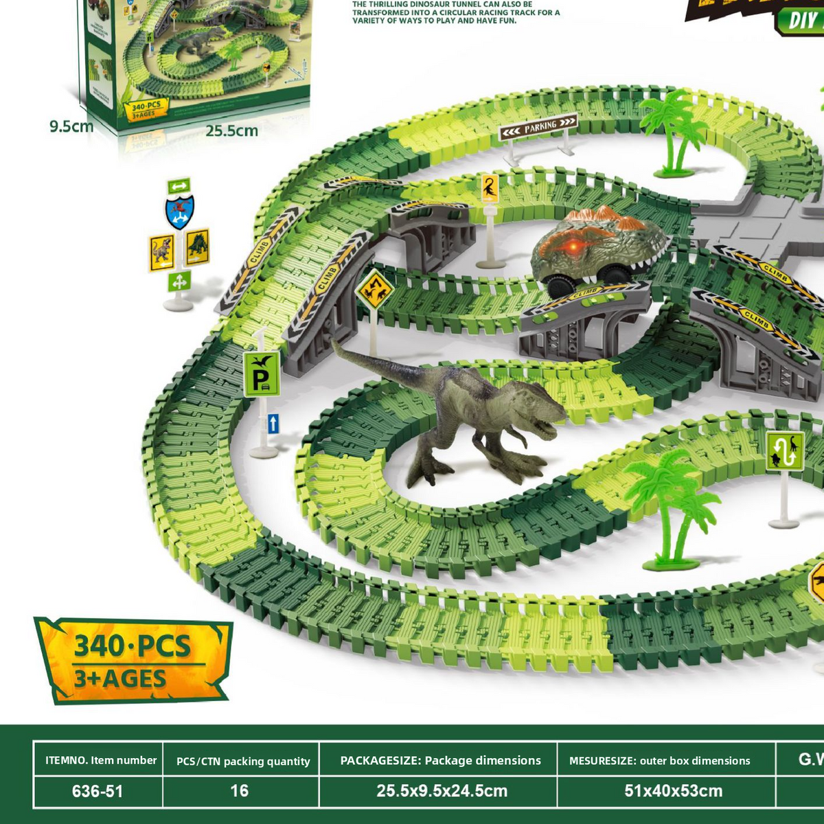 Dinosaur track vehicle children's toy