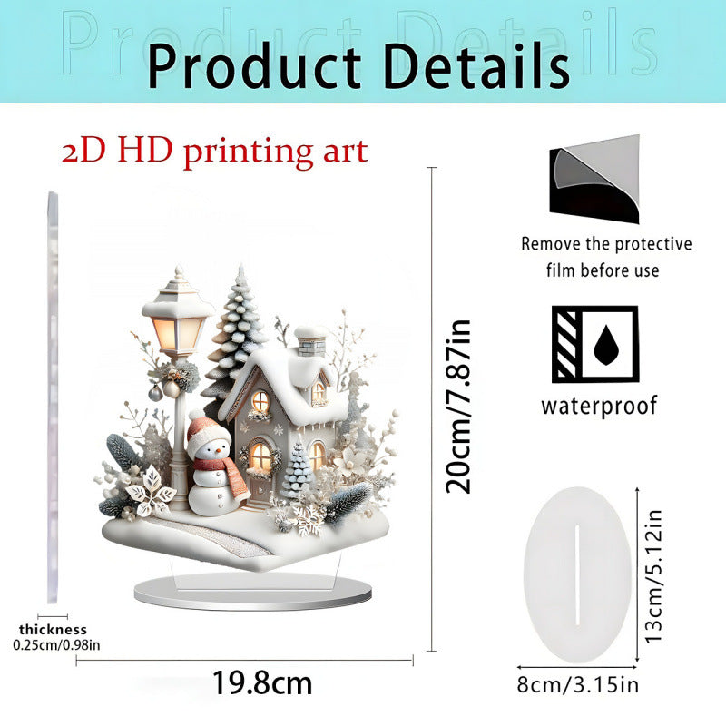 Christmas Carousel 2D Acrylic Stand Holiday Ornament Home Decoration