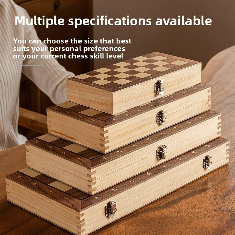 Magnetic Solid Wood Folding Chess Set for Training and Competition teemdrop