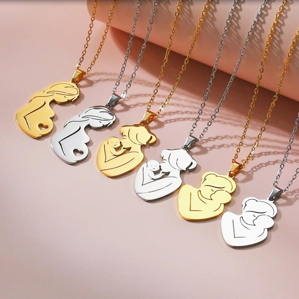 Mother and Baby Pendant Necklace
