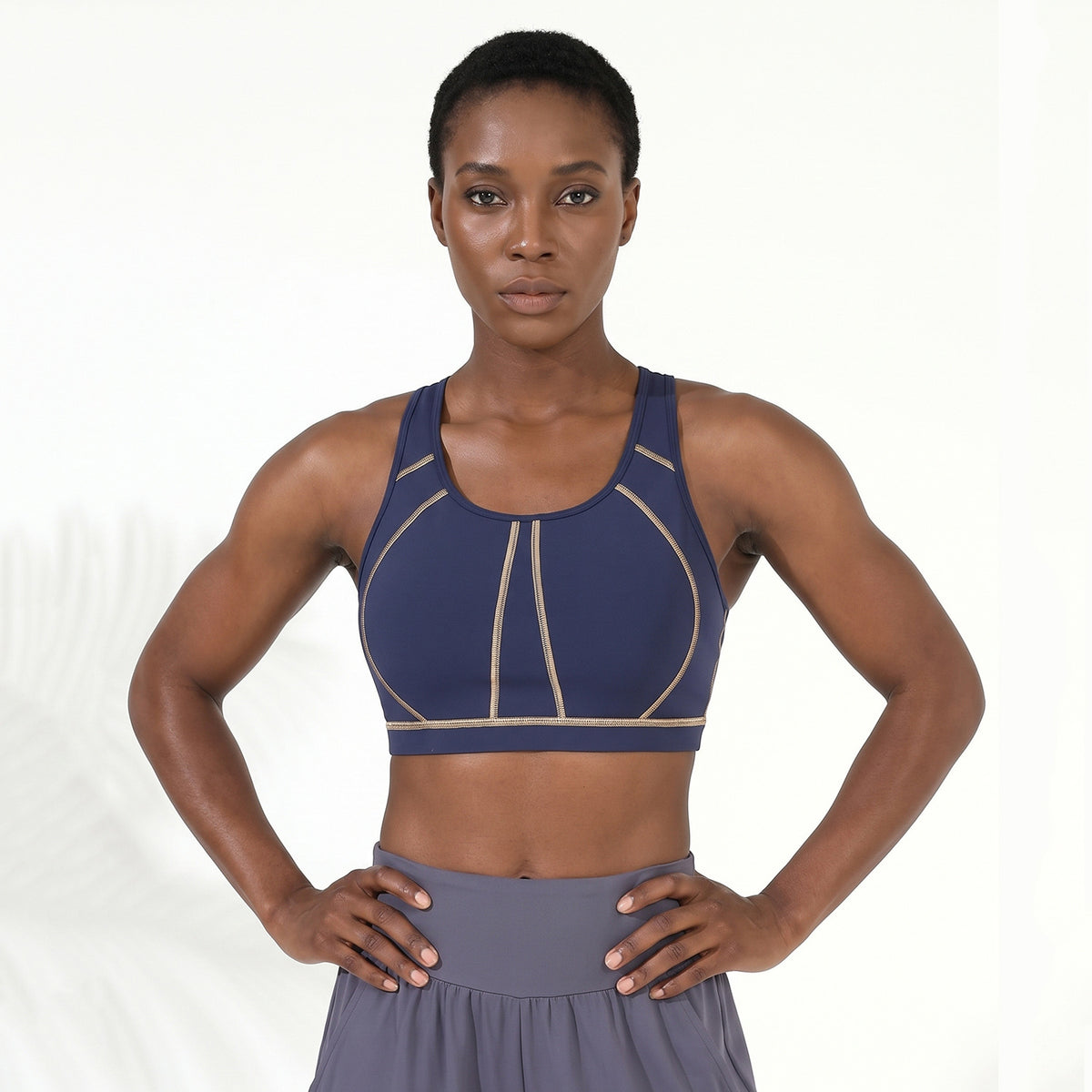 Women's shock-absorbing color-striped sports bra teemdrop