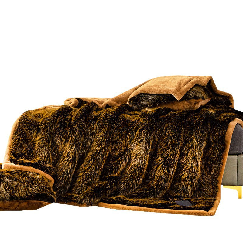 Extra Thick Imitation Fox Fur Raschel Blanket