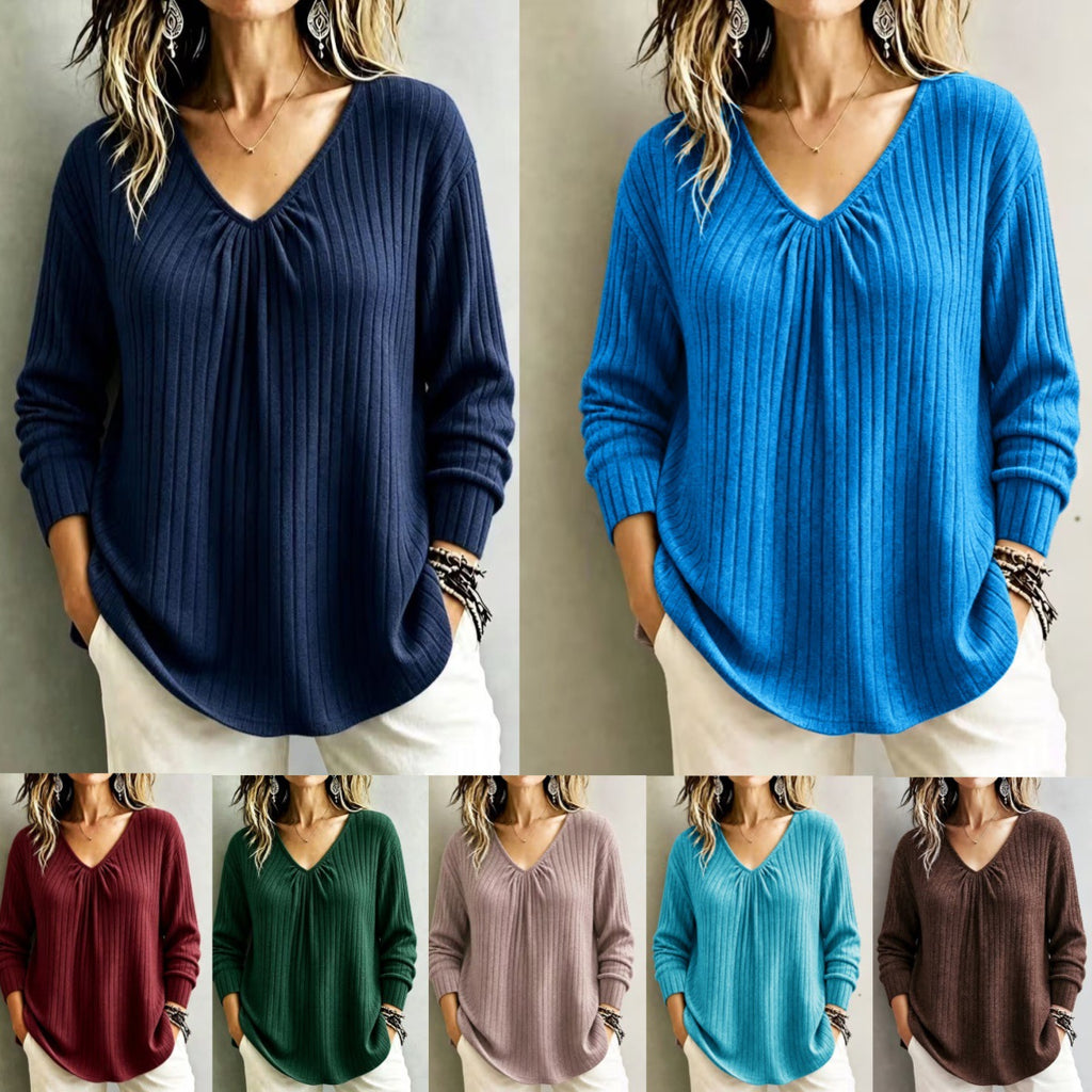Long-sleeved pullover knit sweater teemdrop