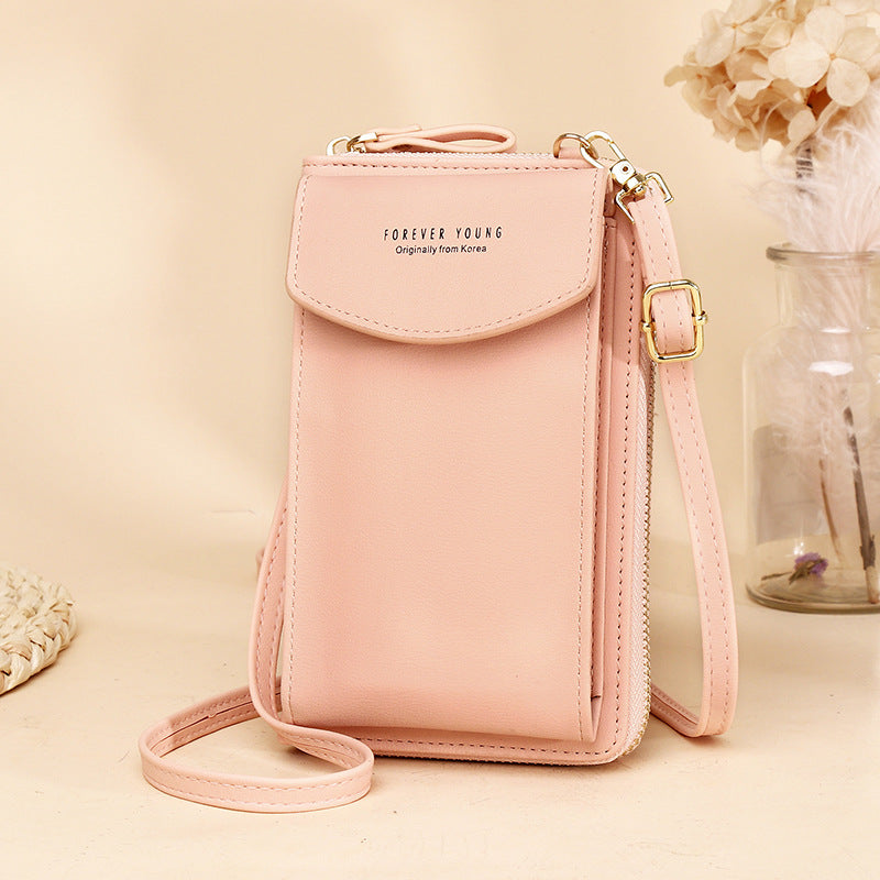 Women PU Leather Vertical Crossbody Bag Zipper Wallet Phone Bag teemdrop