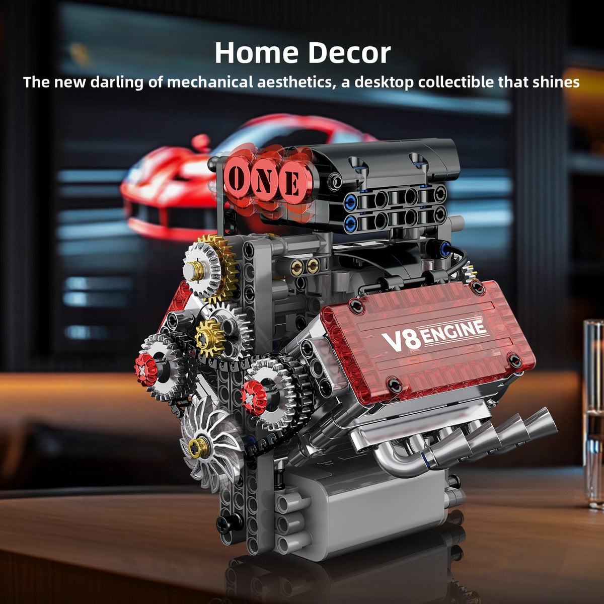 V8 Engine Model Assembly Building Block Toy