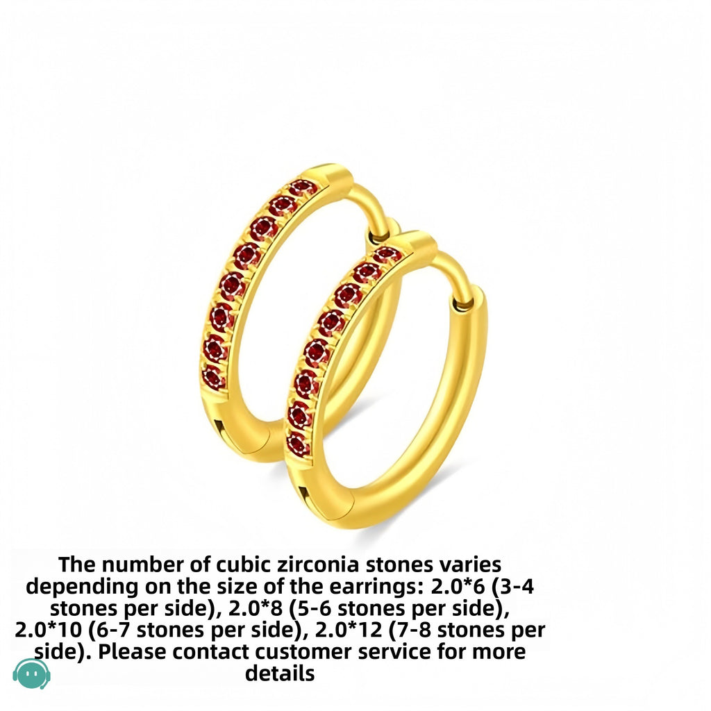 Titanium Steel Round Zircon Earrings Simple Casual Style Ear Buckles for Women teemdrop