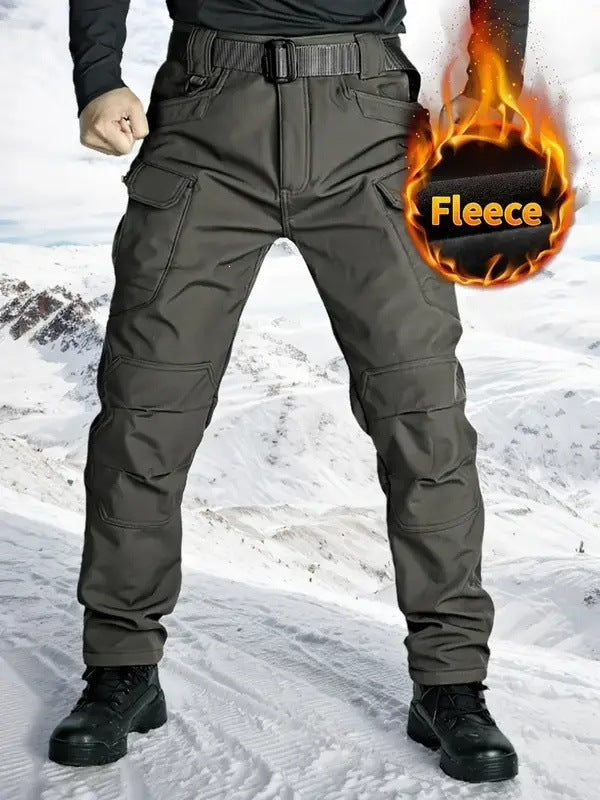 Men's Fleece Lined Waterproof Outdoor Hiking Pants, Warm Winter Insulated Snow Pant teemdrop