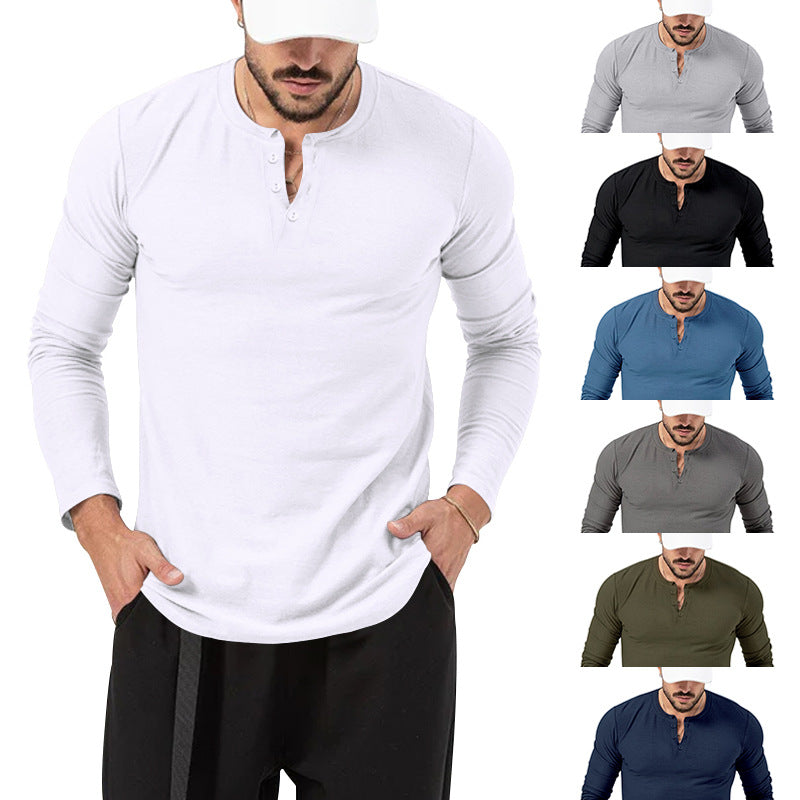 Men's Long Sleeve Solid Crew Neck T-Shirt
