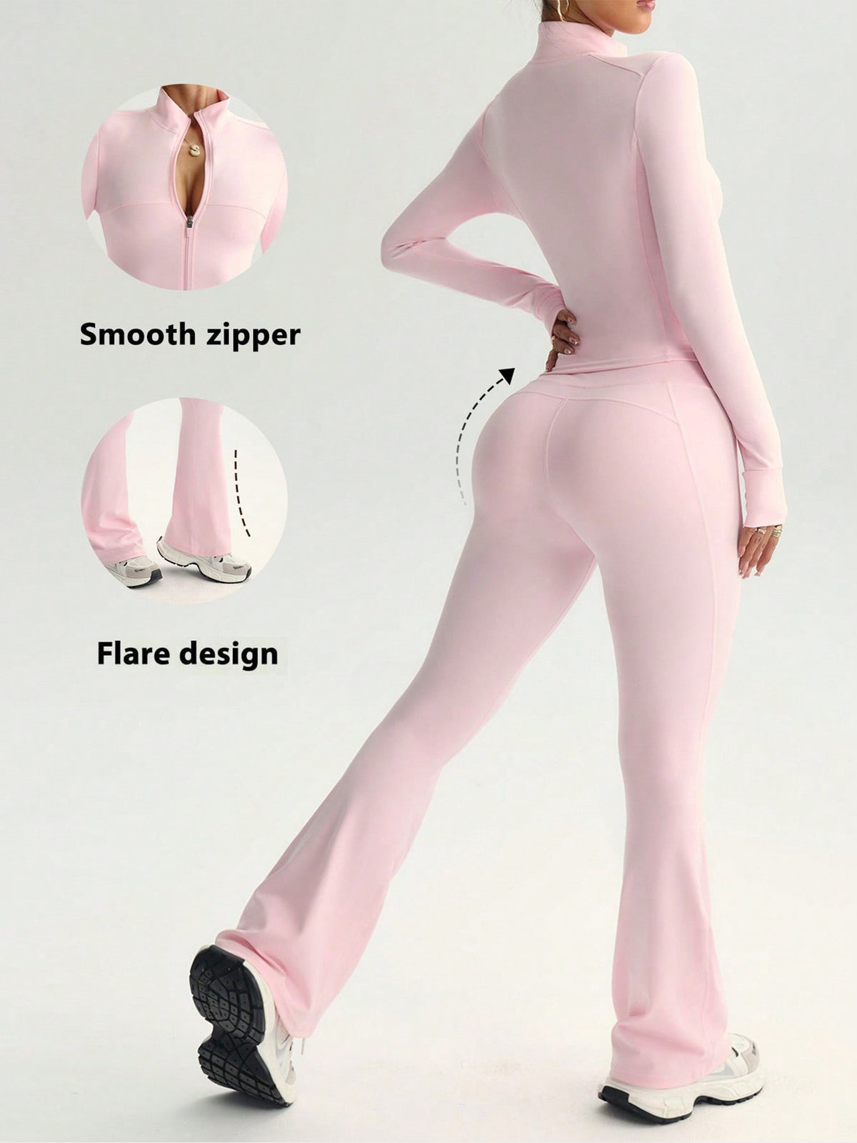 Lady's sleeveless zipper yoga set teemdrop