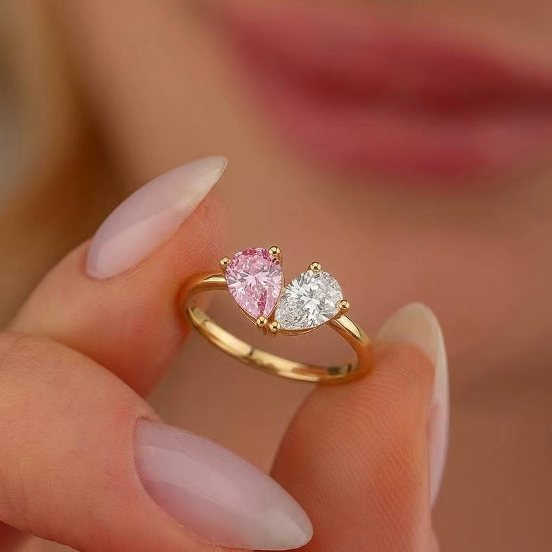 Elegant Water Drop Zircon Ring
