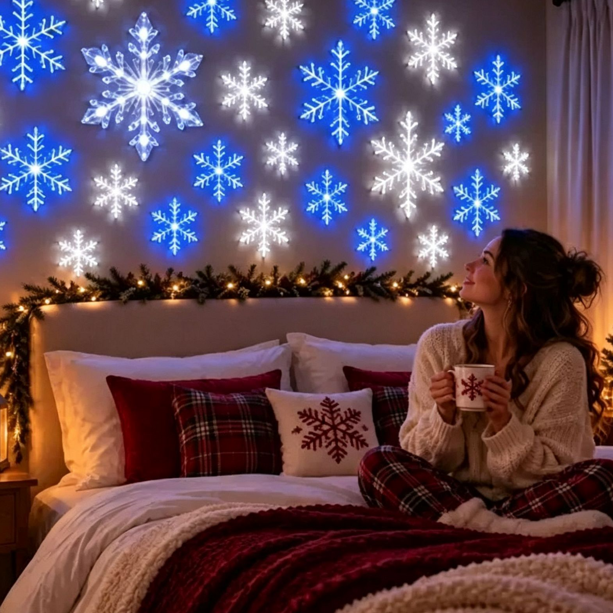 12PCS LED Snowflake Wall Lights Set teemdrop