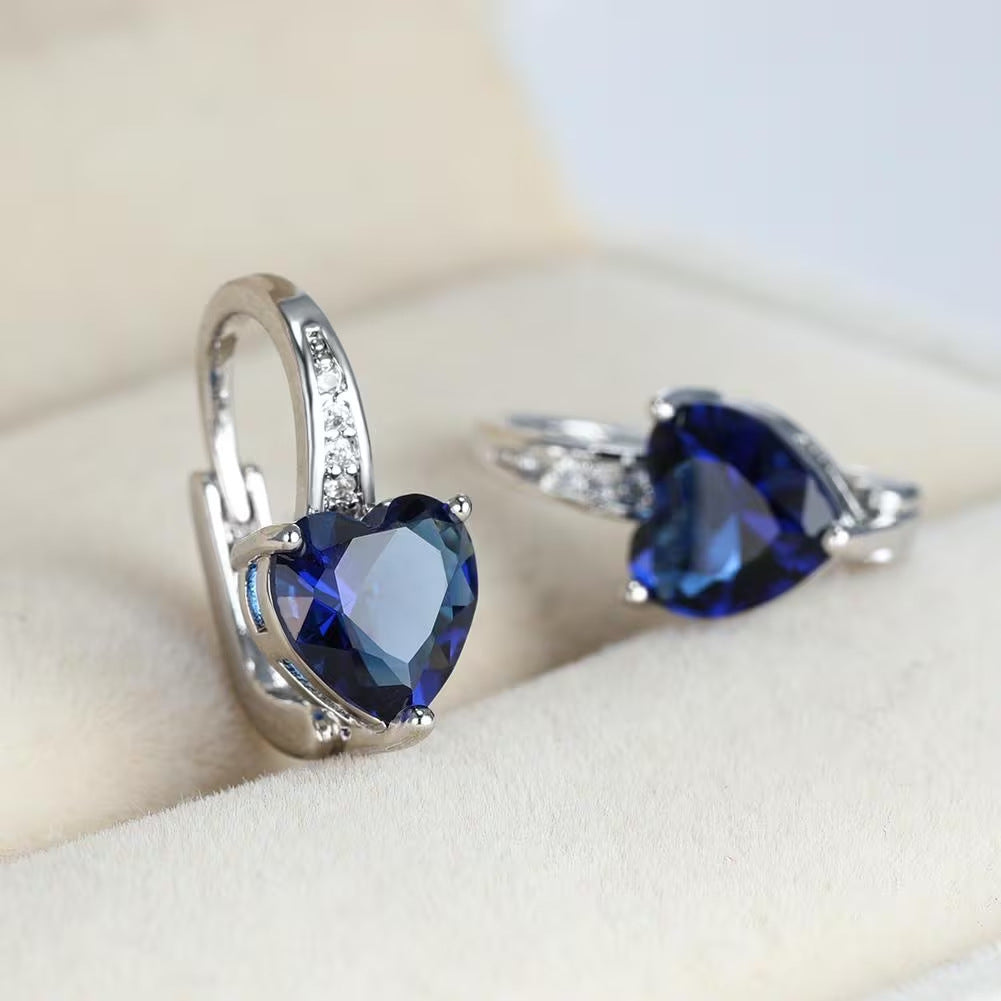 Women's Heart-Shaped Zircon Inlay Copper Earrings teemdrop