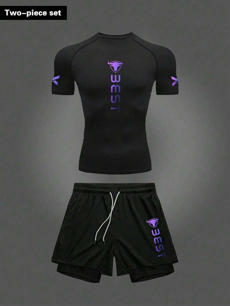 Men's Compression 2D Printed Quick Dry Fitness T-Shirt teemdrop