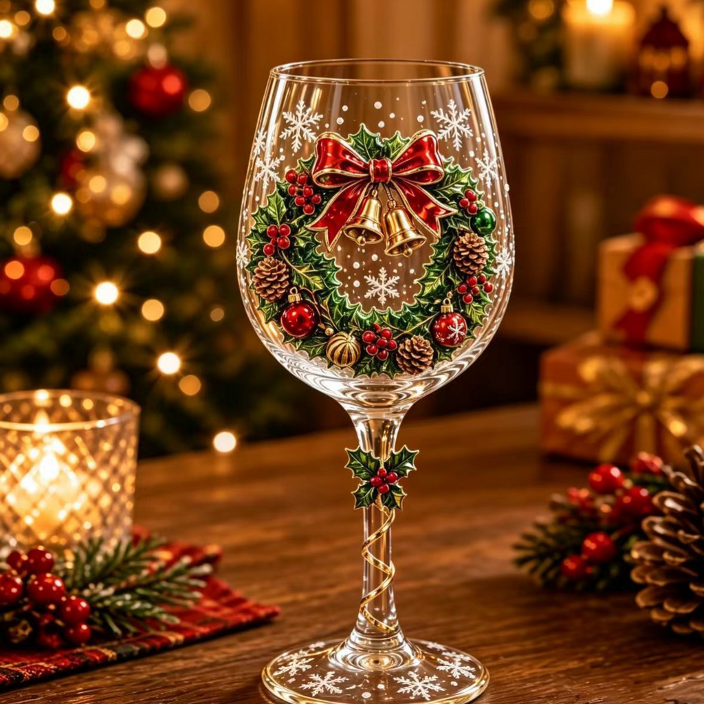 Christmas Halloween Themed Glass Art Goblet Festive Drinking Cup teemdrop