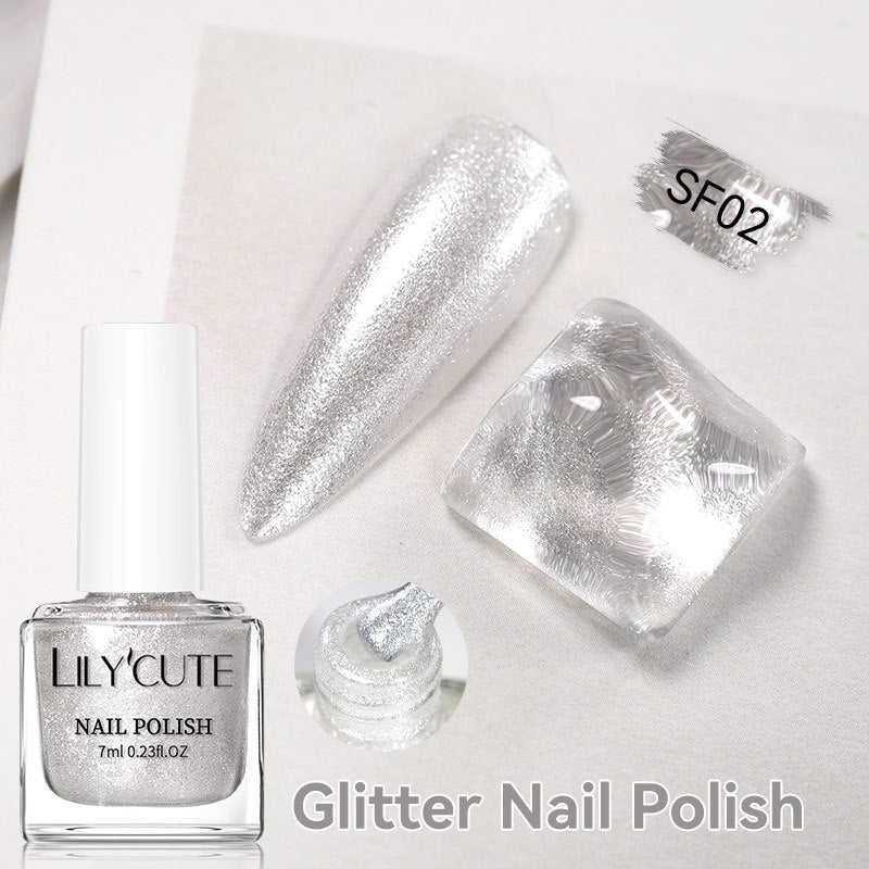 Quick-Dry Metallic High-Color Nail Polish Set 7ml Low Odor Nail Art Lacquer teemdrop
