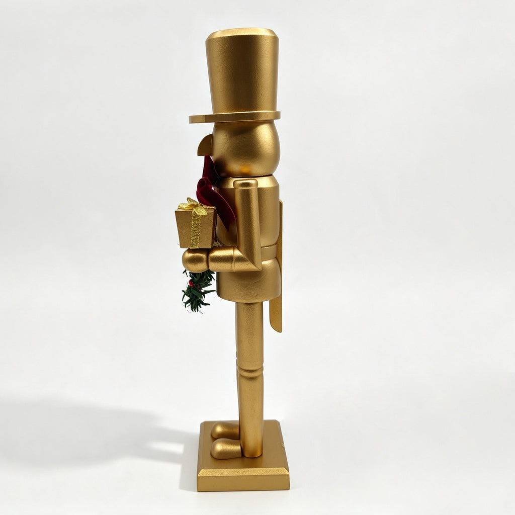 Matte Gold Wooden Nutcracker Christmas Decoration