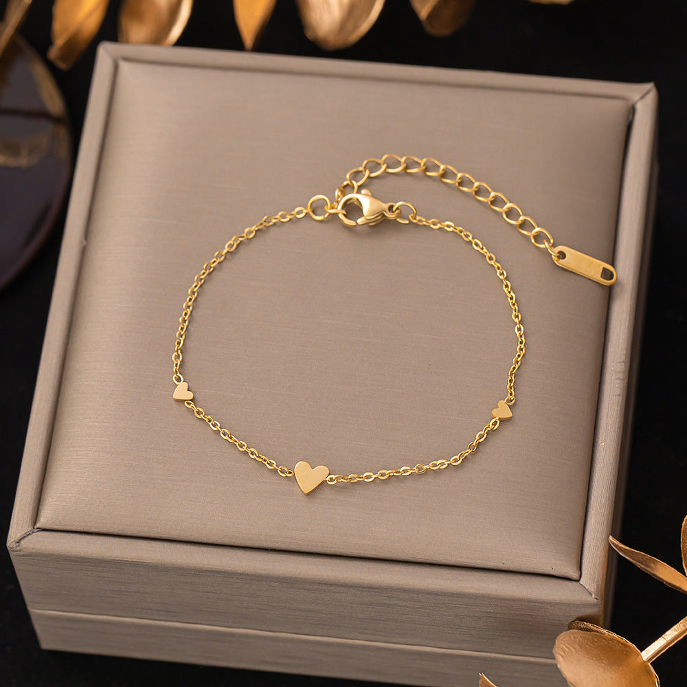 Women's Titanium Steel Inlaid Charm Bracelet Versatile Fashion Jewelry teemdrop