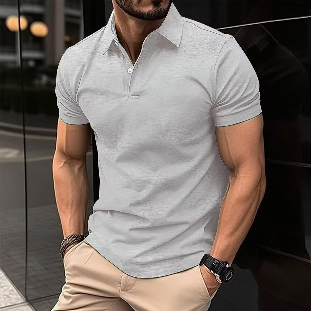 Men's Summer Short-Sleeve Slim-Fit Solid Polo Shirt teemdrop