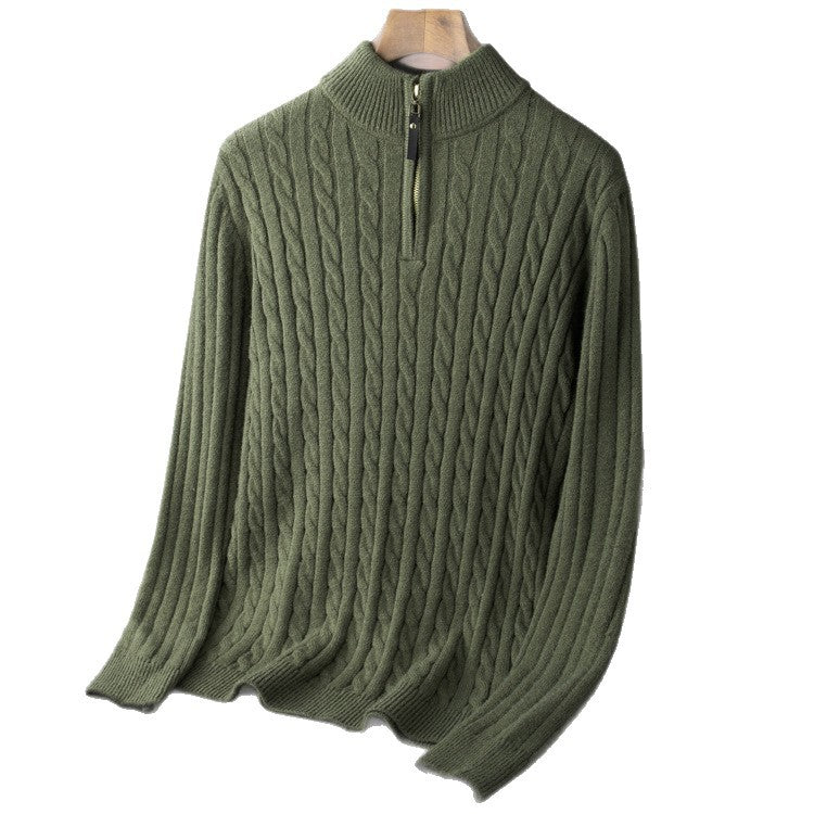 Men's Half-Zip Cable Knit Sweater Long Sleeve Pullover