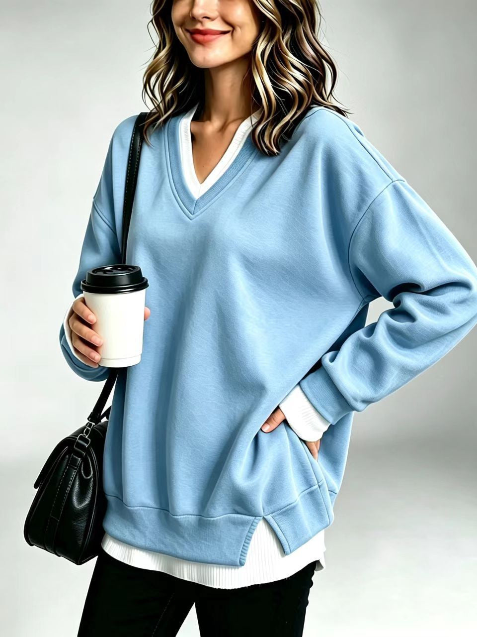 V-neck sweatshirt teemdrop