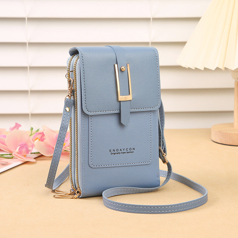 Women's Touch Screen PU Leather Phone Pouch Crossbody Bag with Card Slots