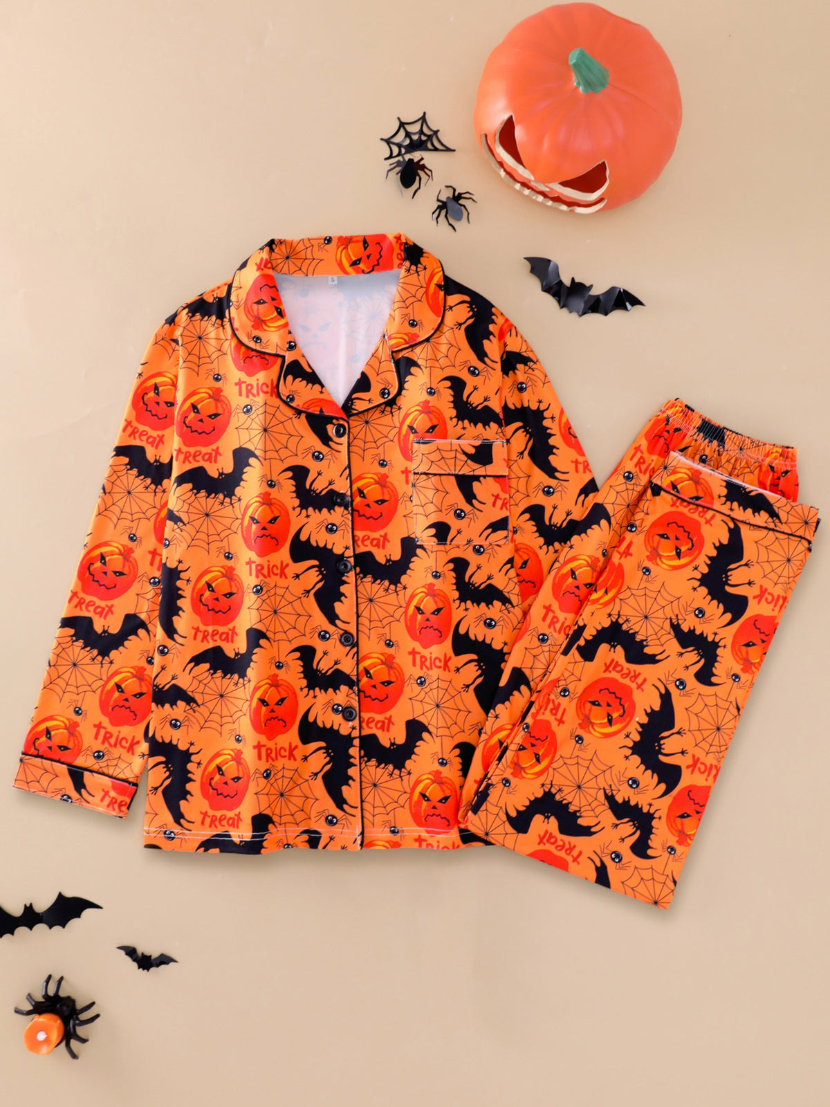 Women's long-sleeve Halloween pajamas teemdrop