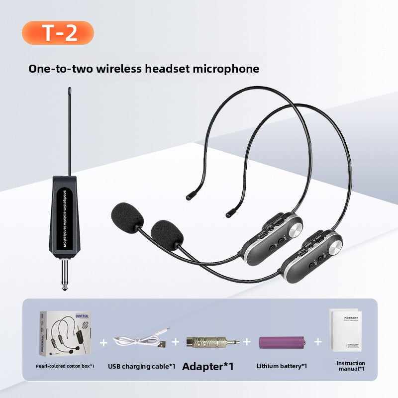 Wireless Headset Microphone Amplifier for Teaching and Tour Guiding One-to-Two Rechargeable System