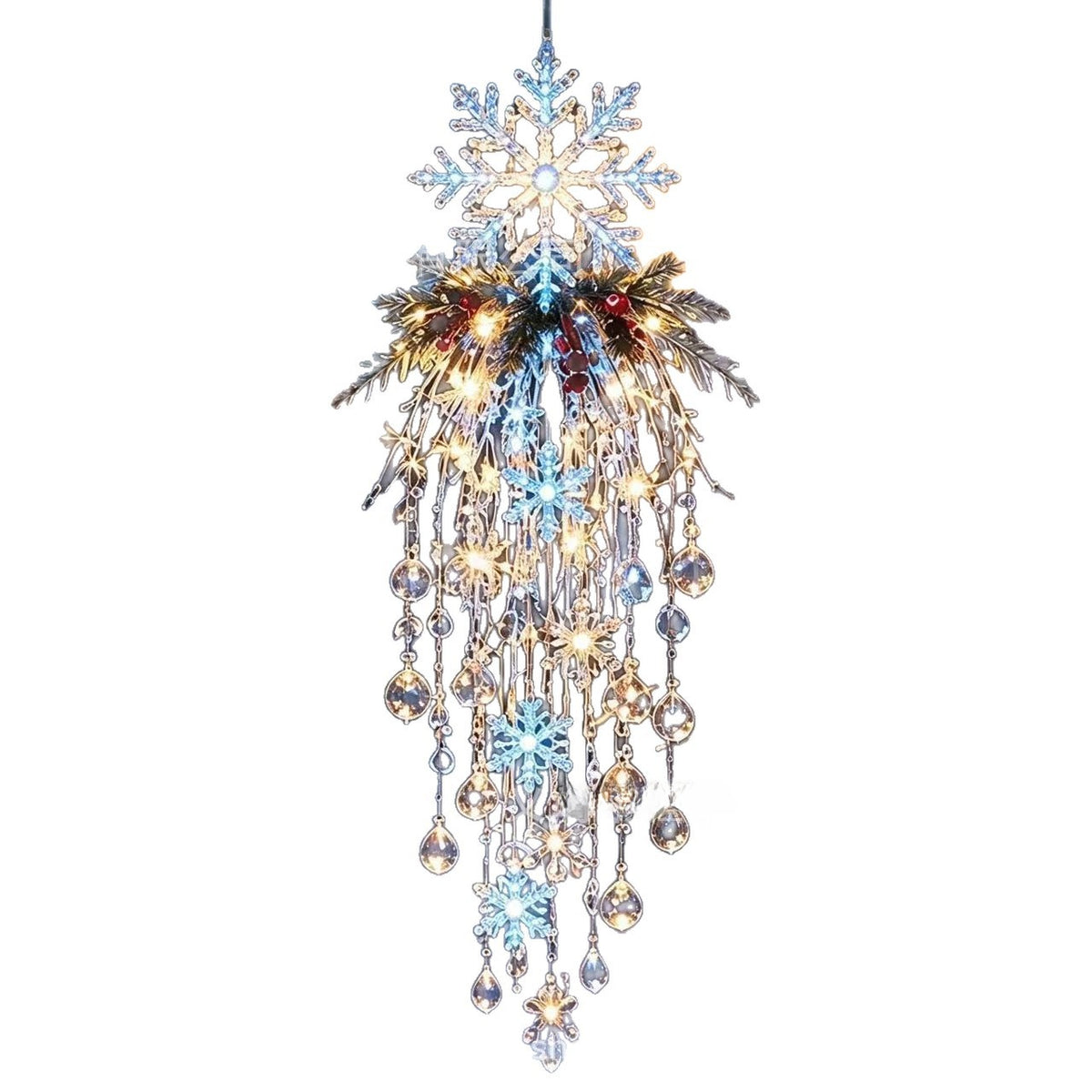 Glow Crystal Waterfall Resin Hanging Christmas Ornament for Holiday Home Decor teemdrop
