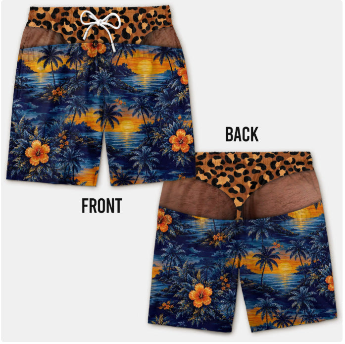 Men's 3D Patriotic Print Loose Beach Shorts