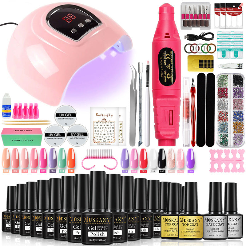 33 Color Nail Gel Art Set with Curing Lamp and Glue teemdrop