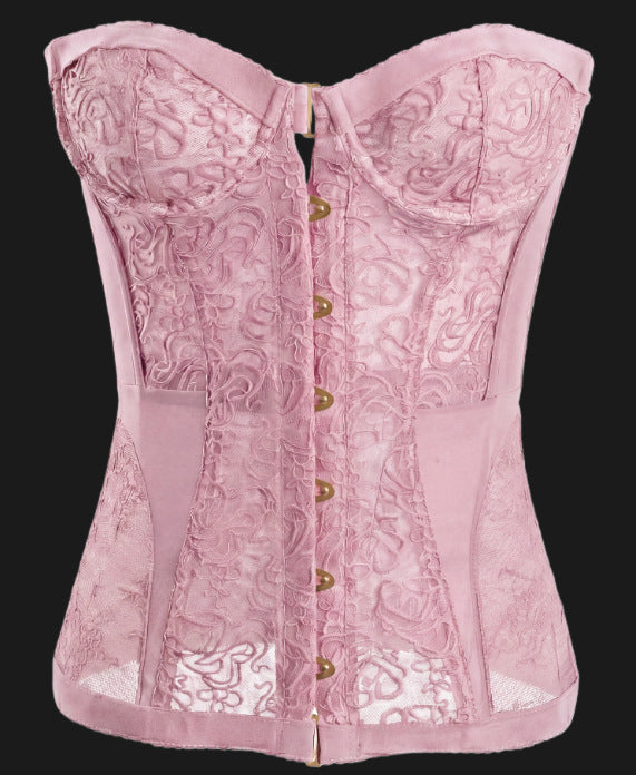 Women's Hollow Out Lace Strapless Slim Fit Corset Top teemdrop