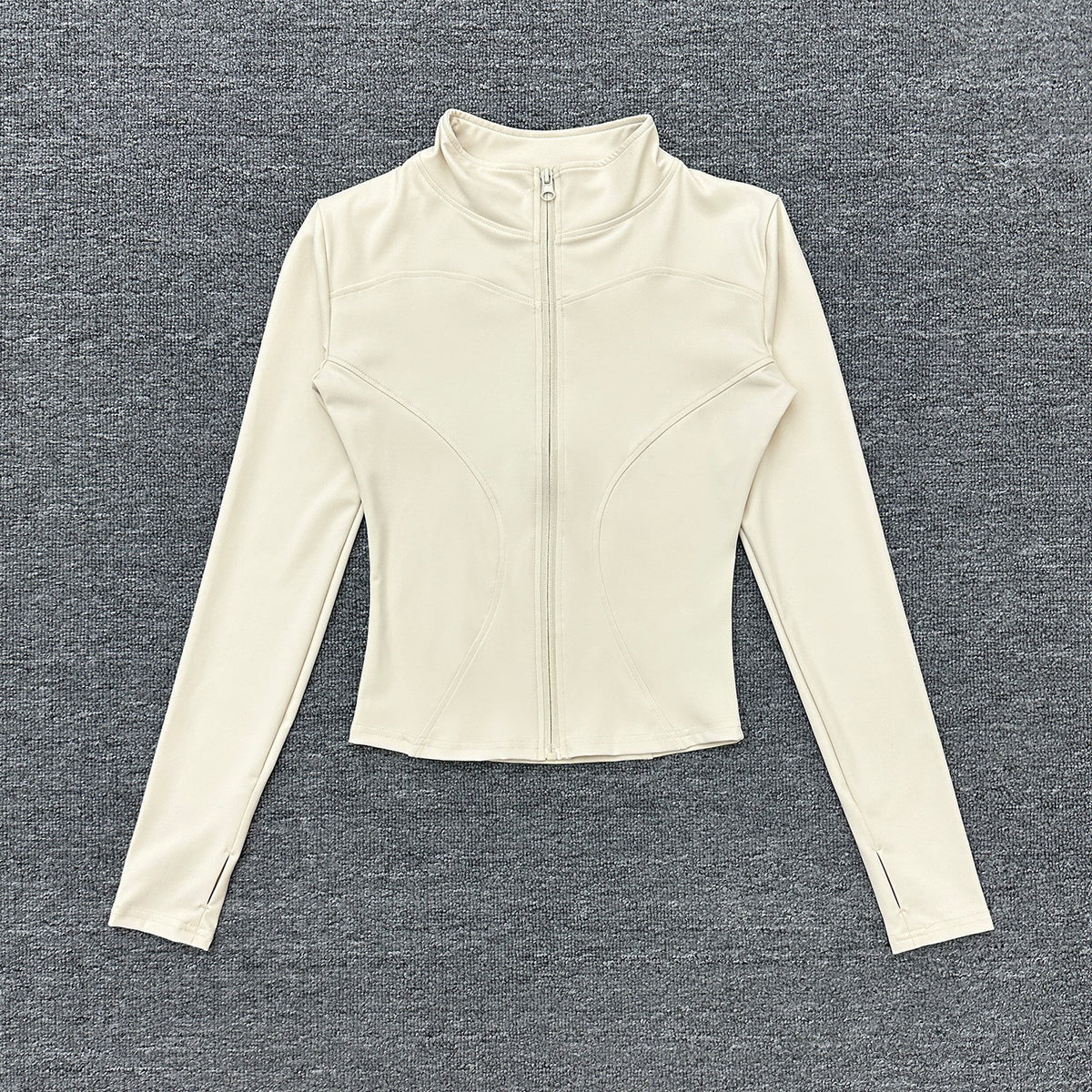Womens Stand Collar Sports Jacket with Thumb Holes