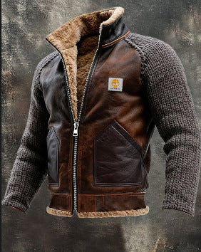 Men's Fleece-Lined Hooded Jacket Winter Thickened Warm Digital Print Zipper Coat teemdrop