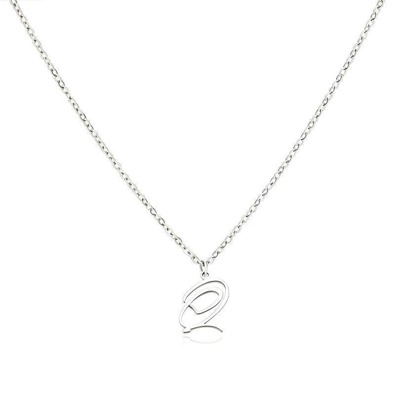 Stainless Steel Heart Initial Letter Pendant Necklace for Women
