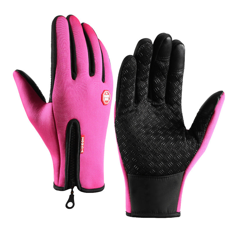 Winter Gloves Warm Touch Screen Men's Outdoor Sports Non-Slip Mountaineering Zipper Women's Ski Motorcycle Riding Gloves