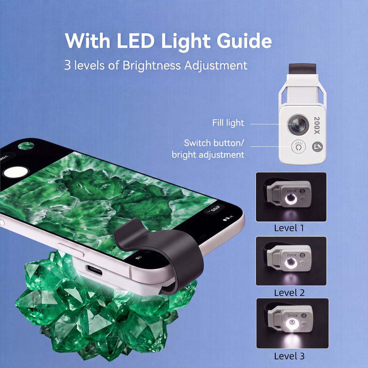 Mobile Phone Microscope with LED Light
