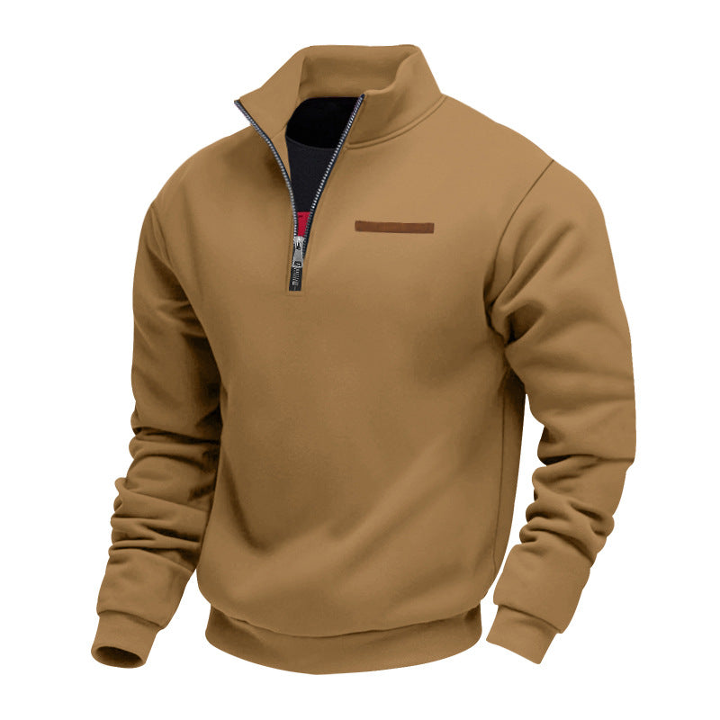 Men's Stand Collar Half-Zip Pullover Sweatshirt