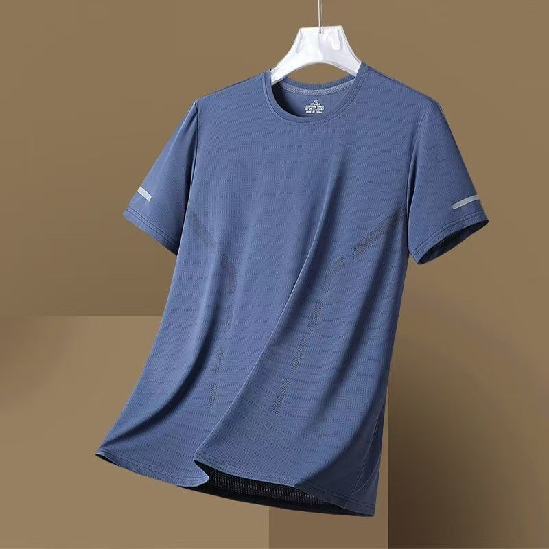 Men's Ice Silk Short Sleeve T-Shirt Quick Dry Breathable Loose Fit Summer Top teemdrop