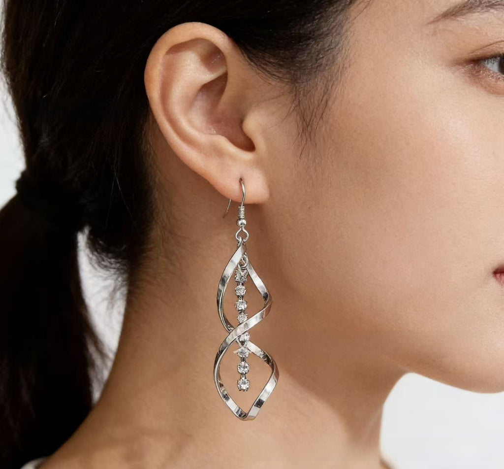 Creative Spiral Design Alloy Pendant Earrings for Women Elegant Fashion Jewelry