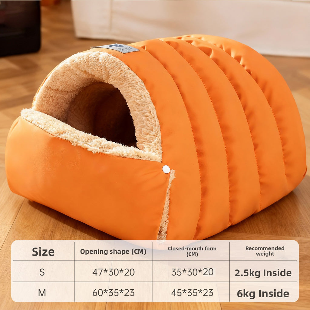 Semi-enclosed leather sleeping bag cat litter teemdrop