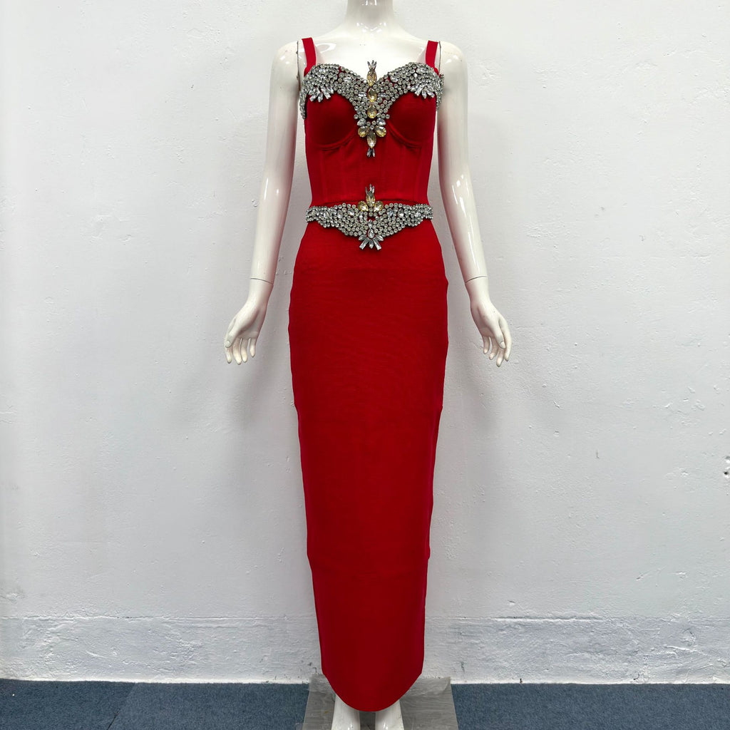Strapless waist-cinching evening gown teemdrop